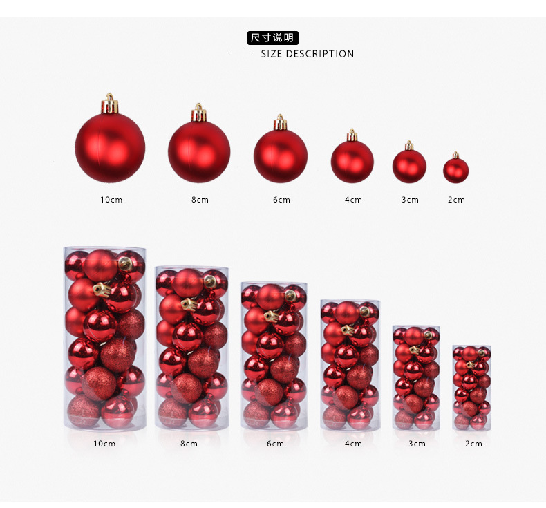 Christmas Decorations 3468cm 24 Christmas Ball Set Colorful Ball Plastic Electroplating Ball Christmas Tree Pendant