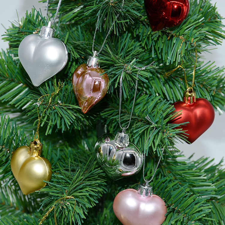 Decorative Small Pendant Valentine&#039;s Day Gift 4.5cm Shaped Electroplated Love Heart Colorful Ball Christmas ball