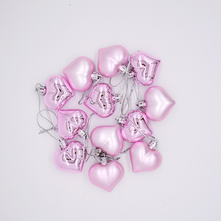 Decorative Small Pendant Valentine&#039;s Day Gift 4.5cm Shaped Electroplated Love Heart Colorful Ball Christmas ball