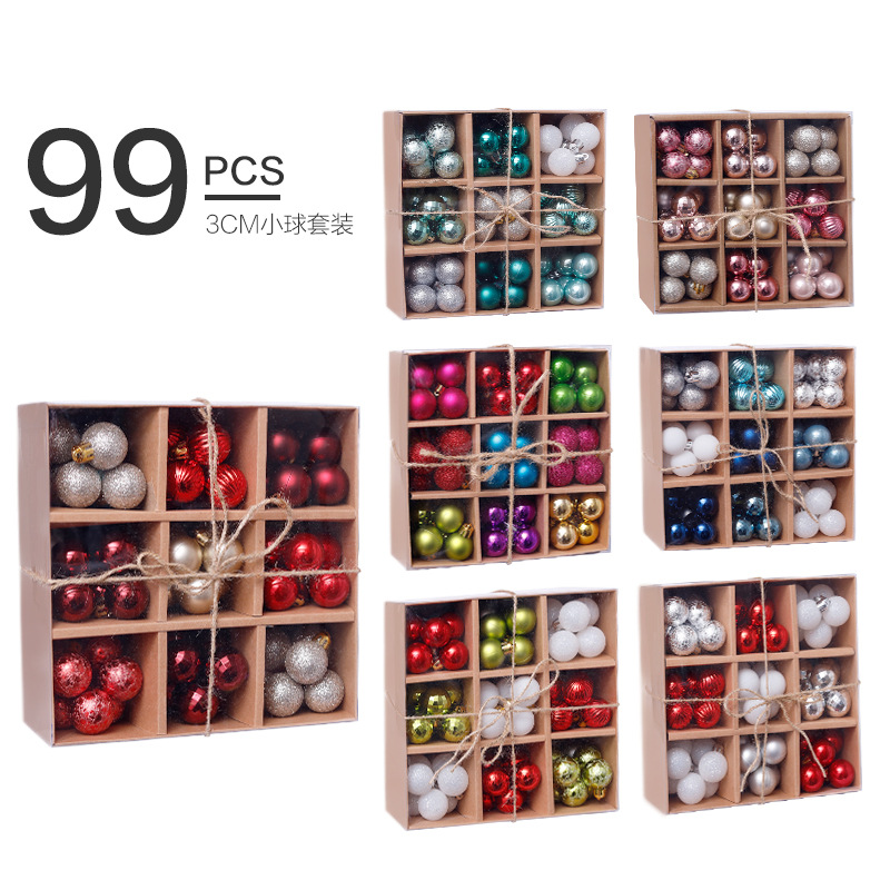 Hot Christmas Decorations 3cm99pcs Christmas Ball Gift Box Set Christmas Tree Pendant