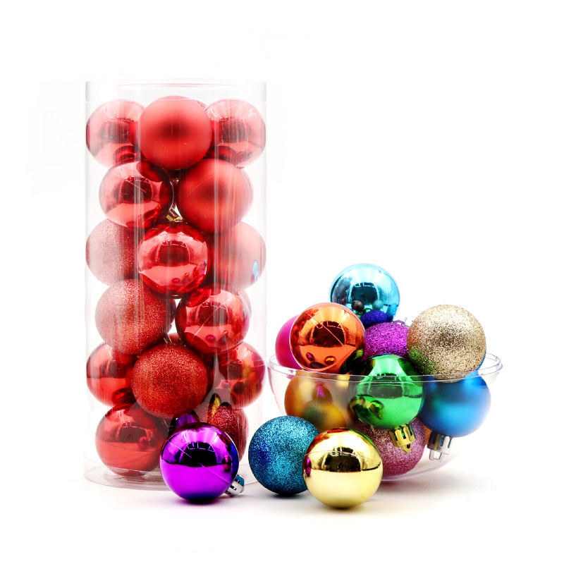 24 Christmas Ball Set Plastic Electroplated Colored Ball Christmas Decorations Christmas Tree Pendant for 346cm