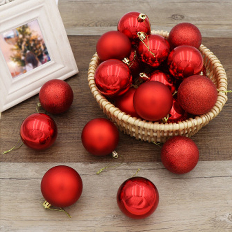 24 Christmas Ball Set Plastic Electroplated Colored Ball Christmas Decorations Christmas Tree Pendant for 346cm
