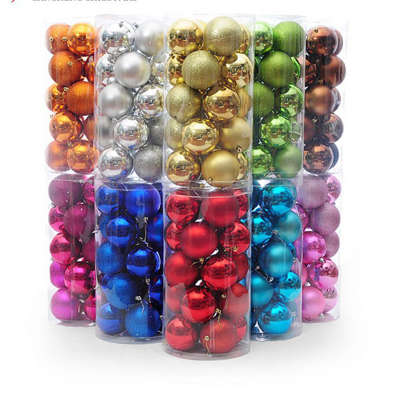 24 Christmas Ball Set Plastic Electroplated Colored Ball Christmas Decorations Christmas Tree Pendant for 346cm