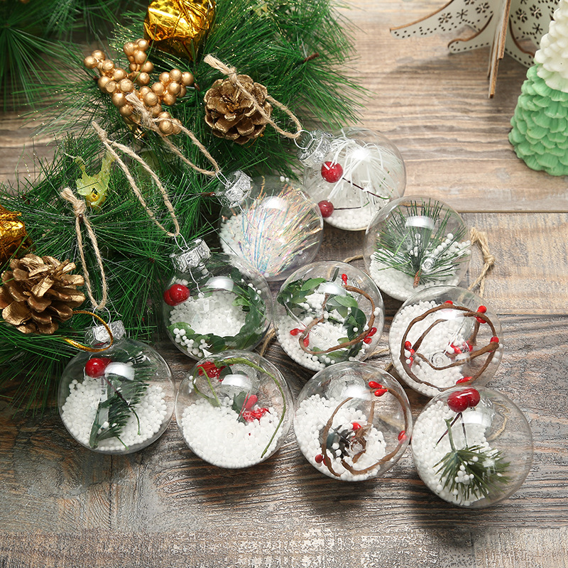 Creative New Pet Transparent Snowflake Interior Ball 6cm Christmas Tree Pendant Christmas Decoration Gift Christmas Ball
