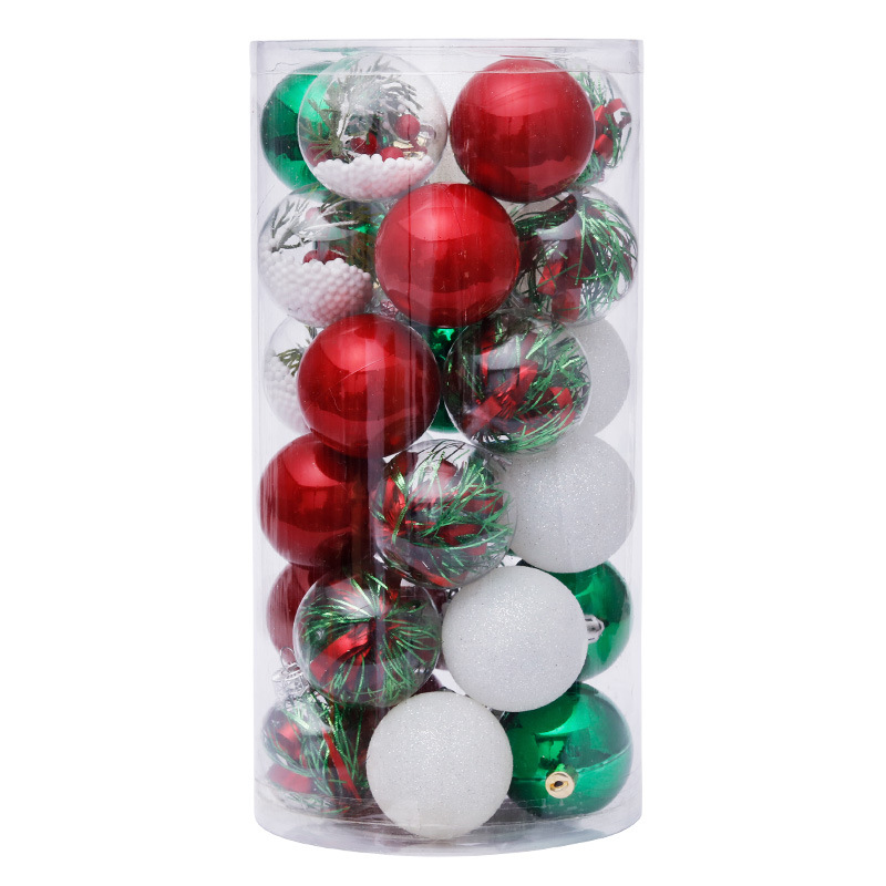 CrossBorder Hot Christmas Decorations 6cm30PCs Transparent Ball Christmas Ball Set Christmas Tree Pendant