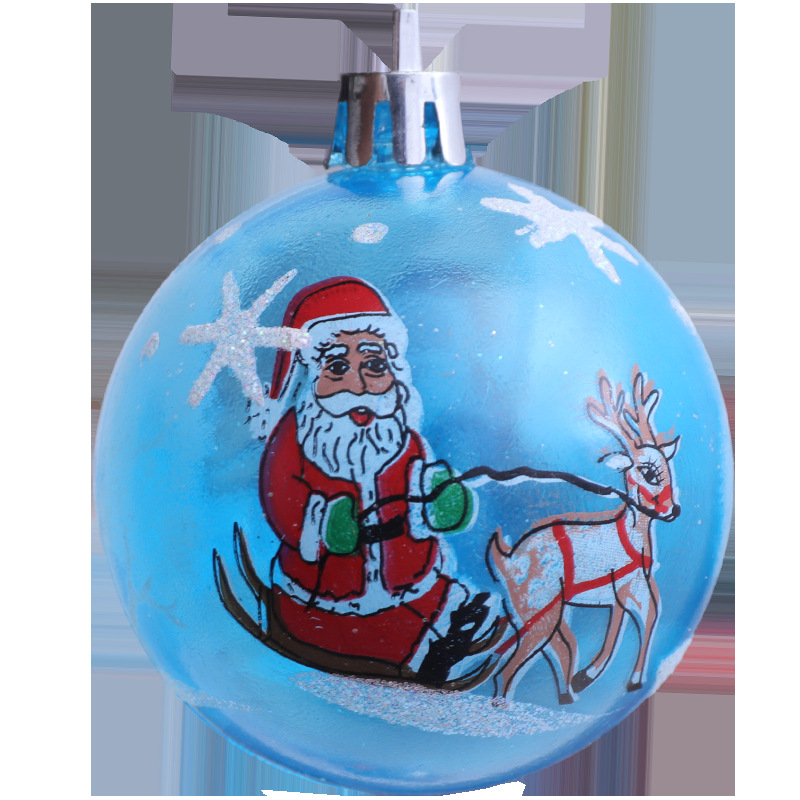 6cm Color Printing Christmas Ball Plastic Ball Christmas Shop Decoration Hanging Ball Creative DIY Decorative Ball Layout Hanging Ornament