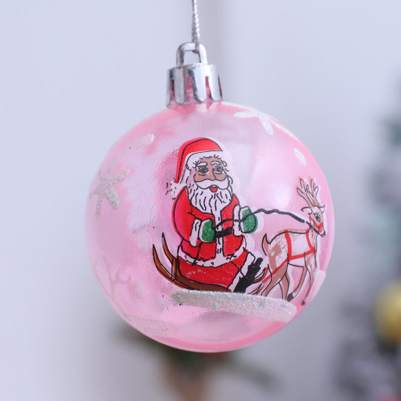 6cm Color Printing Christmas Ball Plastic Ball Christmas Shop Decoration Hanging Ball Creative DIY Decorative Ball Layout Hanging Ornament