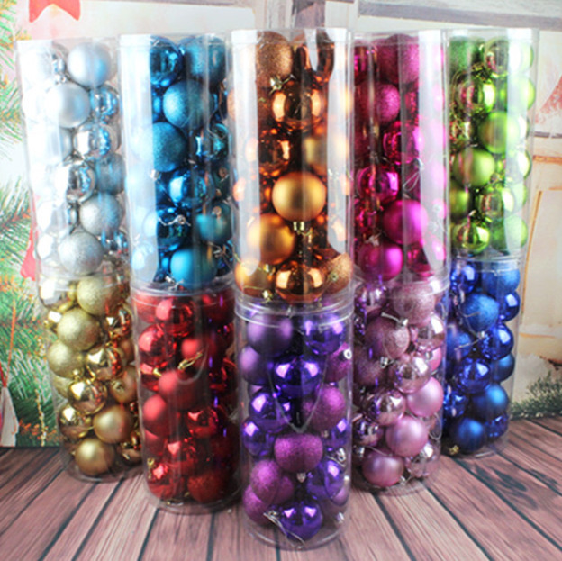 Christmas Ball 24 4cm6cm8cm Bucket Colored Ball Plastic Bright Electroplated Ball Christmas Tree Pendant Wholesale