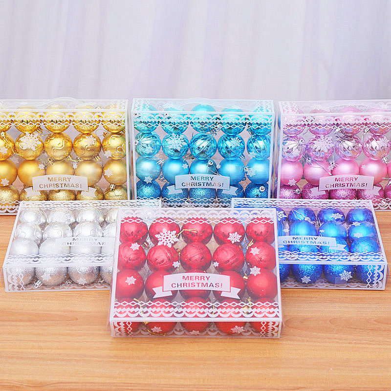 Christmas Ball Gift Box 6cm20 Pack Christmas Scene Arrangement Festive Holiday Decorative Christmas Tree Hanging Ball Colored Ball