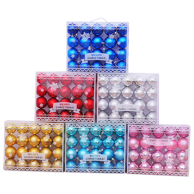 Christmas Ball Gift Box 6cm20 Pack Christmas Scene Arrangement Festive Holiday Decorative Christmas Tree Hanging Ball Colored Ball