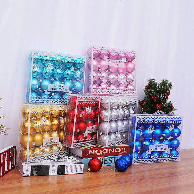 Christmas Ball Gift Box 6cm20 Pack Christmas Scene Arrangement Festive Holiday Decorative Christmas Tree Hanging Ball Colored Ball
