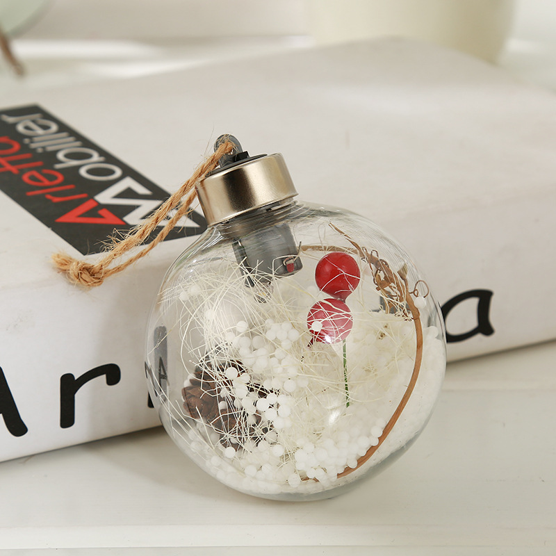 2020 New Creative Snowflake Transparent Christmas Ball Holiday Celebration Decoration LED Christmas Ball Custom