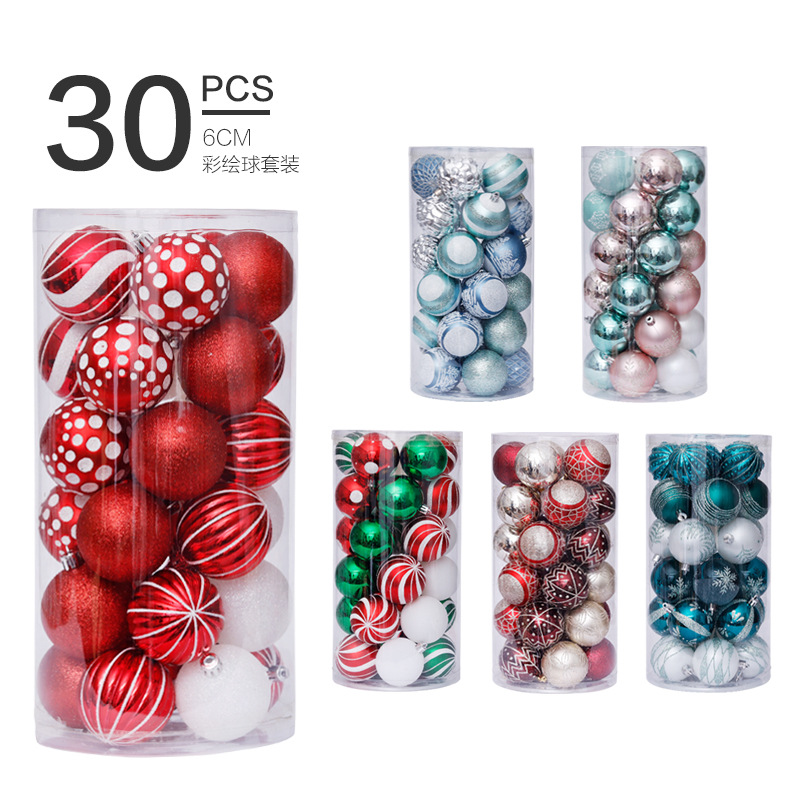 CrossBorder Christmas Decorations 6cm30PCs Shaped Painted Christmas Ball Set Christmas Tree Pendant