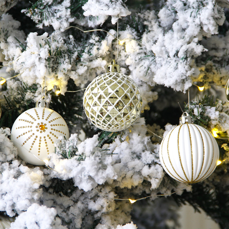 Yinhao Christmas Decorations Round Barrel Painted Christmas Ball 6cm Christmas Tree Ornaments Christmas ball