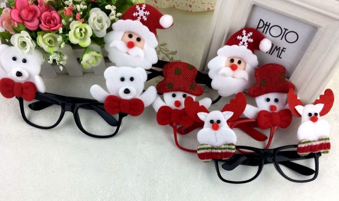 Santa Children Santa Claus Glasses frame Christmas Ball party props Santa Children Santa Claus Glasses frame Christmas Ball party props