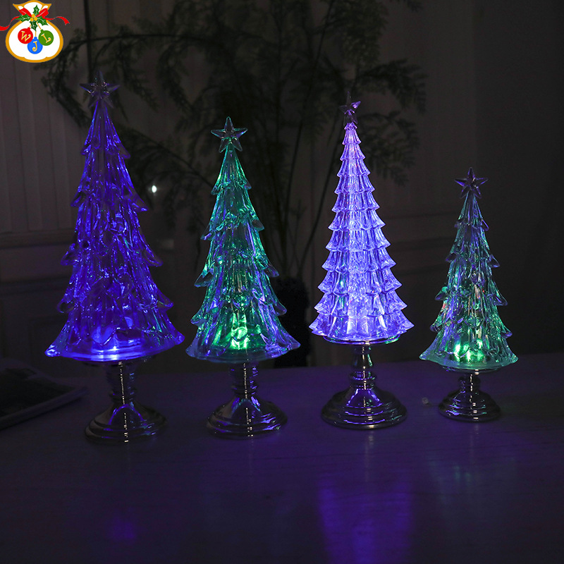 YE-719 Ice Slip Tree Novelty Creative Electronic Products Led Small Night Lamp Ambience Light Christmas Tree Bedside Lamp Book Light