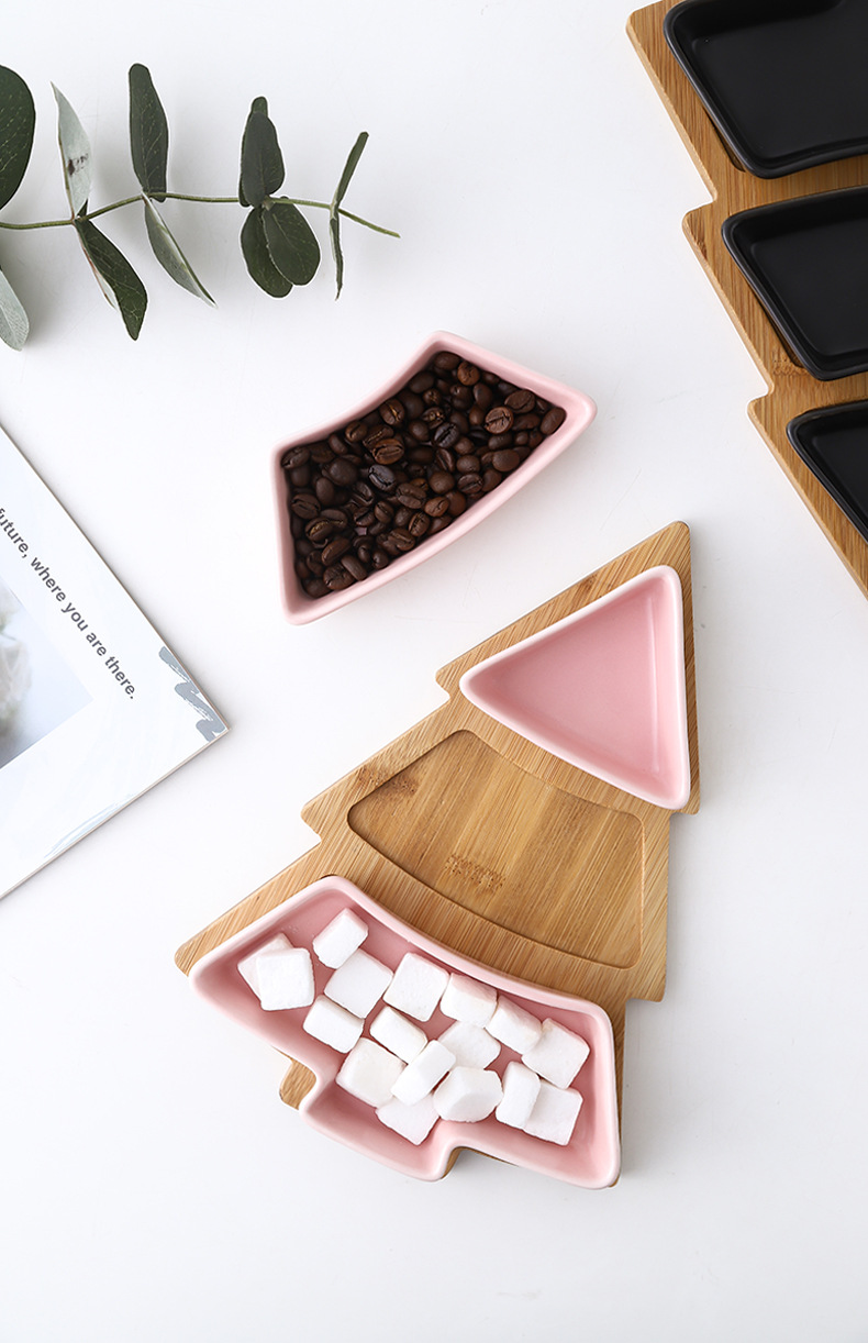 Creative Christmas Tree Ceramic Snack Dish with Bamboo Plate Christmas Tree Plate Dessert Fruit Plate Candy Plate Exclusive for Cross-Border Creative Christmas Tree Ceramic Snack Dish with Bamboo Plate Christmas Tree Plate Dessert Fruit Plate Candy Plate Exclusive for Cross-Border