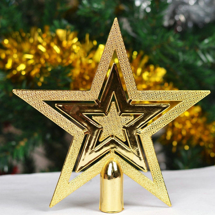 Christmas Tree Tree-Top Star Christmas Tree Decorations Holiday Arrangement Plastic Hollow Five-Pointed Star 19cm