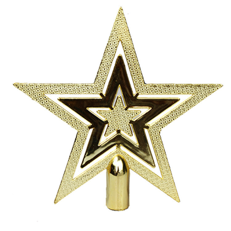 Christmas Tree Tree-Top Star Christmas Tree Decorations Holiday Arrangement Plastic Hollow Five-Pointed Star 19cm