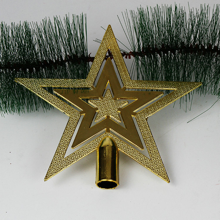 Christmas Tree Tree-Top Star Christmas Tree Decorations Holiday Arrangement Plastic Hollow Five-Pointed Star 19cm