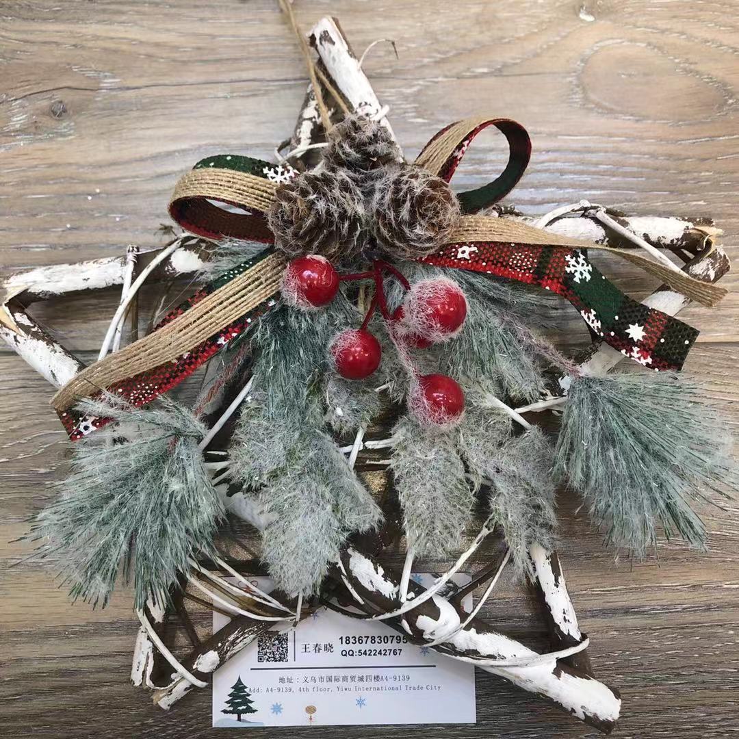 There is a Christmas tree tree hanging Christmas tree circle supplies display