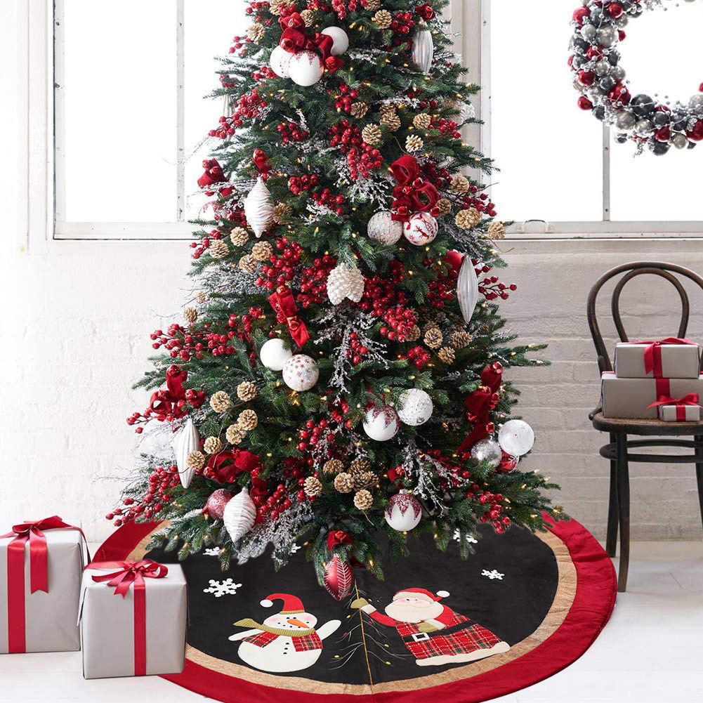 Haobei New Christmas Decorations Christmas Tree Skirt 120cm Small Tree Dress up Tree Apron Old Man Tree Skirt