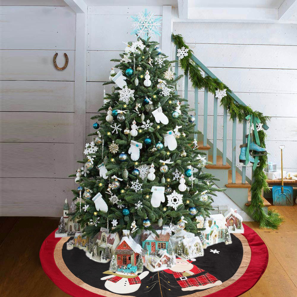 Haobei New Christmas Decorations Christmas Tree Skirt 120cm Small Tree Dress up Tree Apron Old Man Tree Skirt
