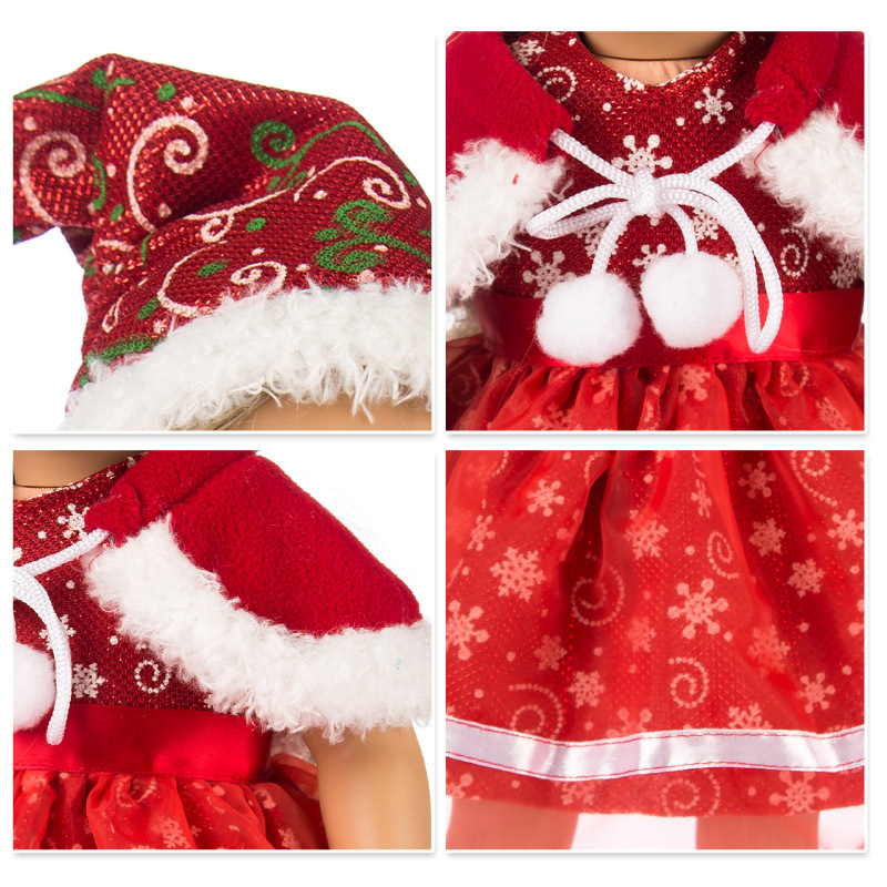 Christmas Outfit Lace Princess Dress 18-Inch American Girl Doll Clothes Vinyl Figurine Dress up Halloween Clothes PF