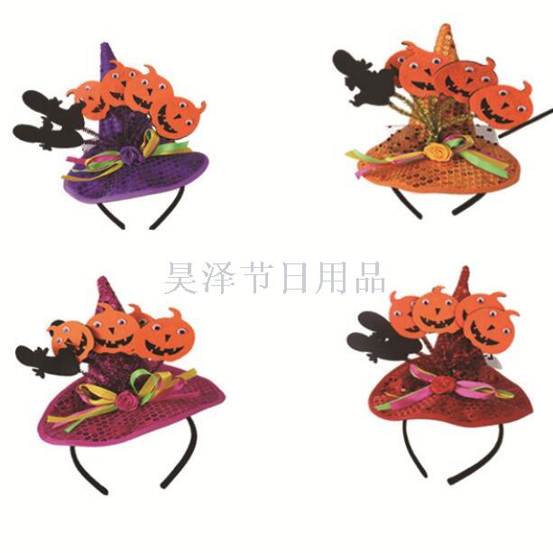 New Halloween Witch Headband Pumpkin Lace Decor Hat Ghost Festival Carnival Decoration Supplies Headdress Hot Sale