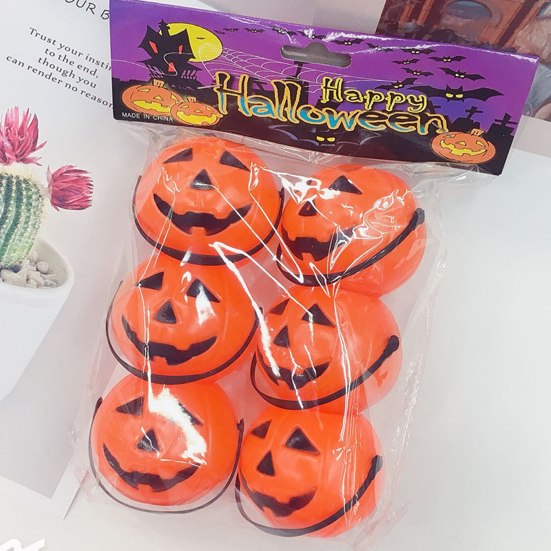 6 Bags Small Pumpkin Halloween Ghost Festival Small Pumpkin Decoration Supplies Pumpkin Bucket Pumpkin Lamp
