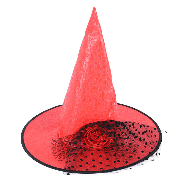 Halloween Hat Children Adult Ball Dress up Rose Mesh Witch Hat Cosplay Props Supplies Halloween Hat Children Adult Ball Dress up Rose Mesh Witch Hat Cosplay Props Supplies