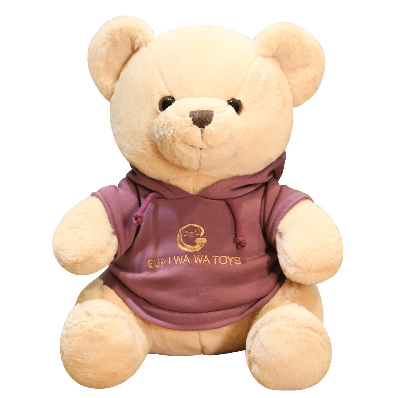 Cute Trumpet Sitting Sweater Bear Doll Soft and Adorable Dressing Teddy Bear Doll Children Sleeping Pillow on Bed Ragdoll
