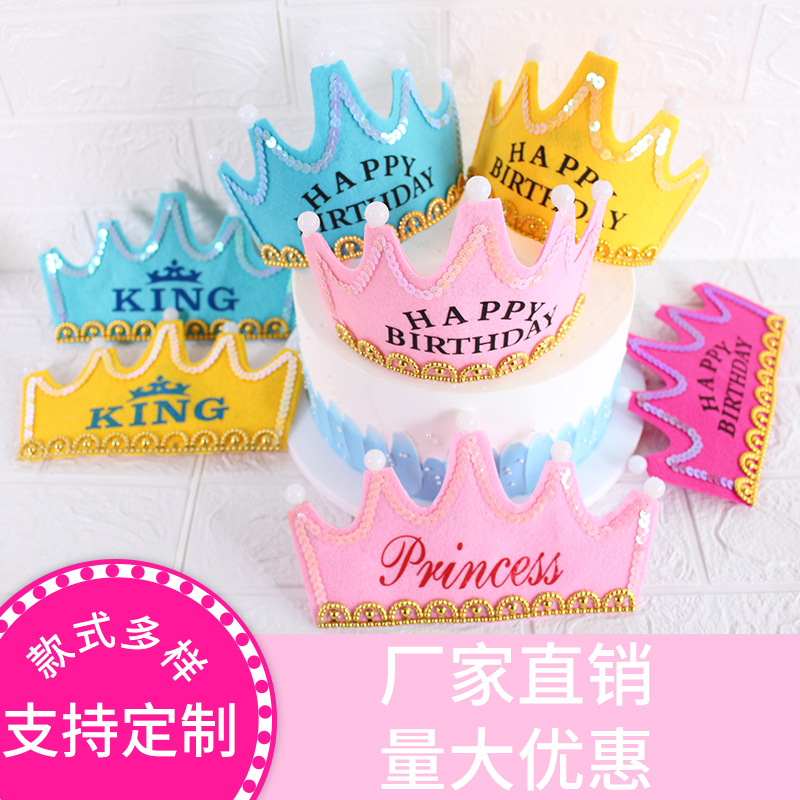Factory Wholesale Cake Decoration Party Supplies Luminous Birthday Crown Cap Luminous Birthday Hat Headband Decorative Cap