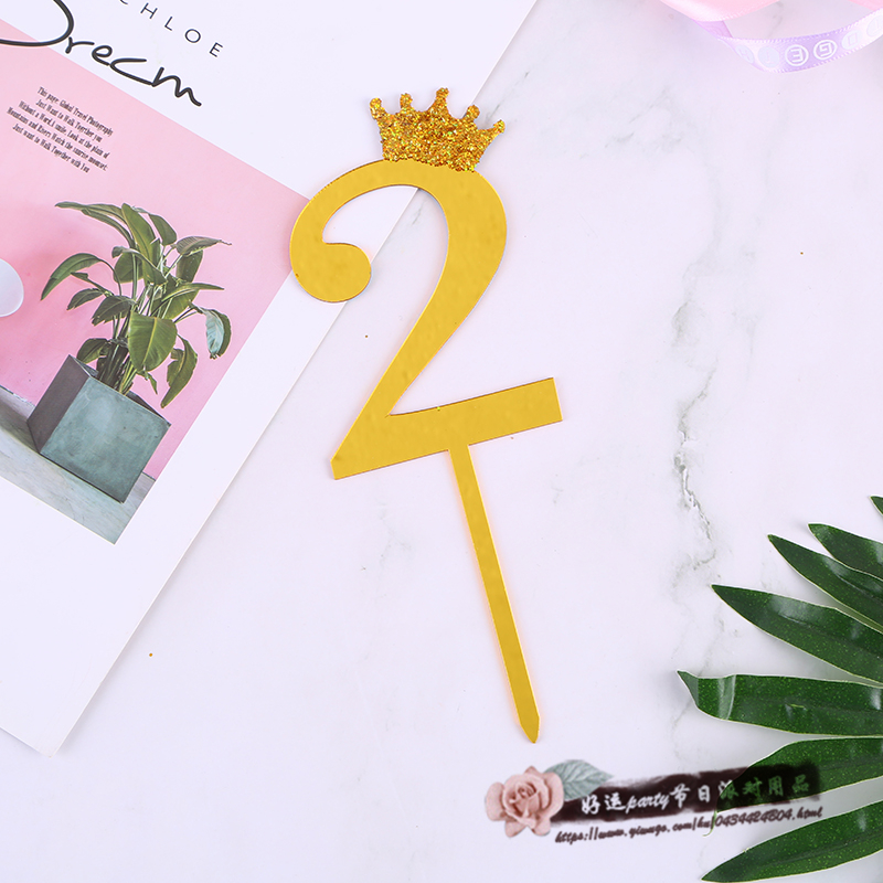 Bake cake decoration small gold crown digital card birthday party dessert decoration plug-in