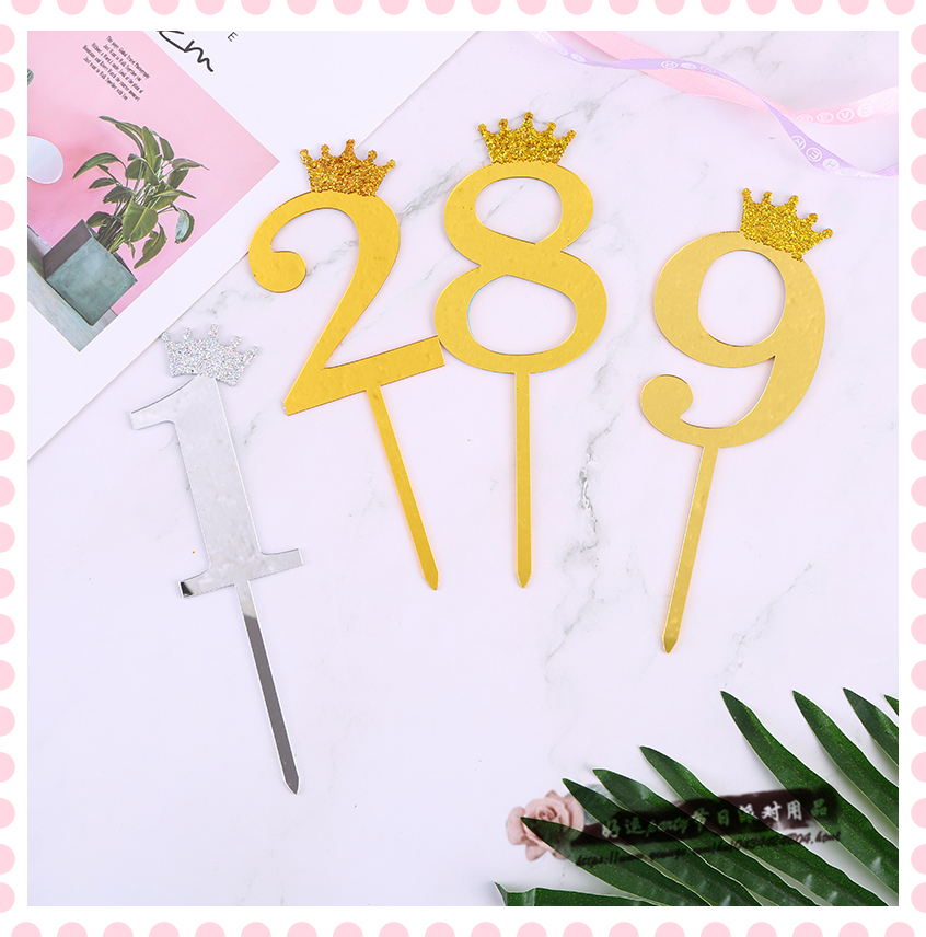 Bake cake decoration small gold crown digital card birthday party dessert decoration plug-in