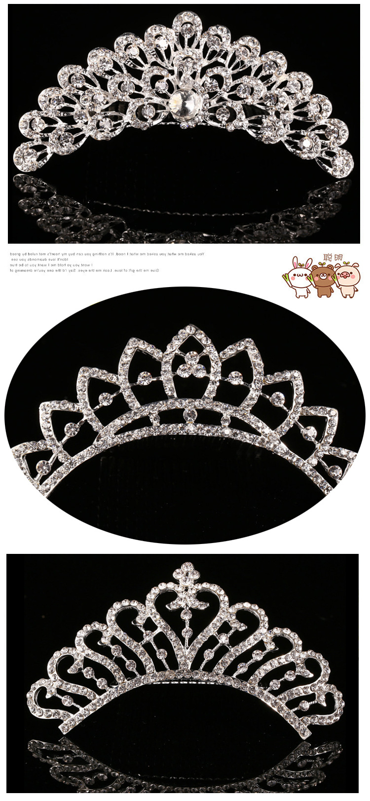 Accessories Rhinestone Bridal Crown Headdress Holiday Performance Birthday Hair Comb Headdress Wholesale Birthday Crown