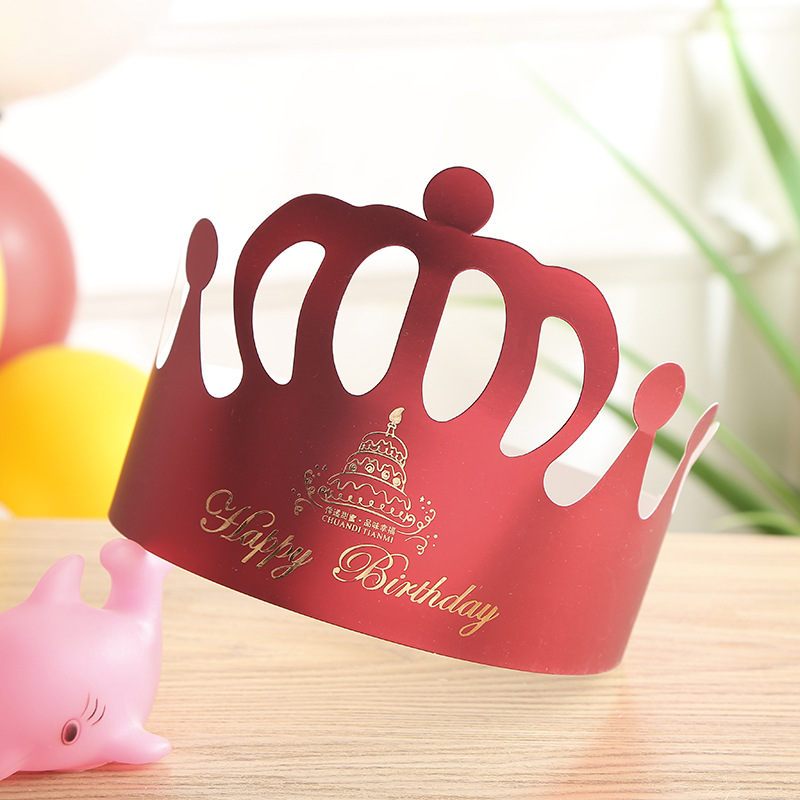 Wholesale Birthday Cake Crown Cap Children's Birthday Cartoon Cap Adult Gold Cardboard Birthday Hat
