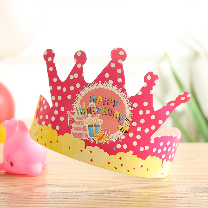 Wholesale Birthday Cake Crown Cap Children's Birthday Cartoon Cap Adult Gold Cardboard Birthday Hat