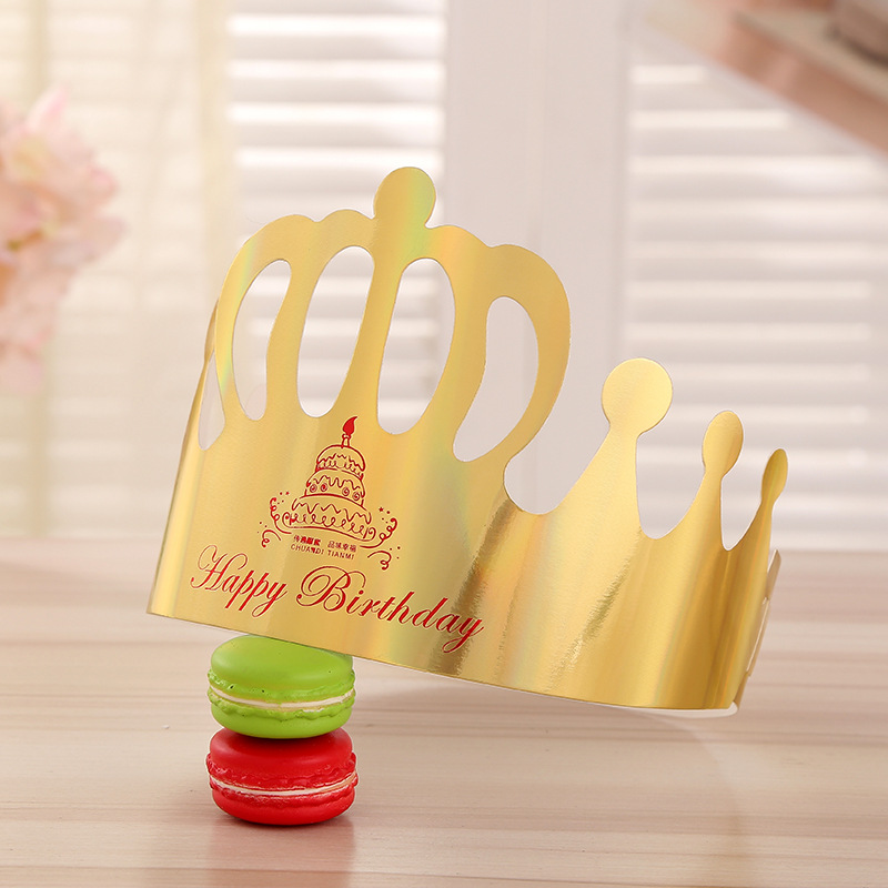 Wholesale Birthday Cake Crown Cap Children's Birthday Cartoon Cap Adult Gold Cardboard Birthday Hat