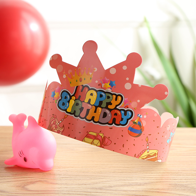 Wholesale Birthday Cake Crown Cap Children's Birthday Cartoon Cap Adult Gold Cardboard Birthday Hat