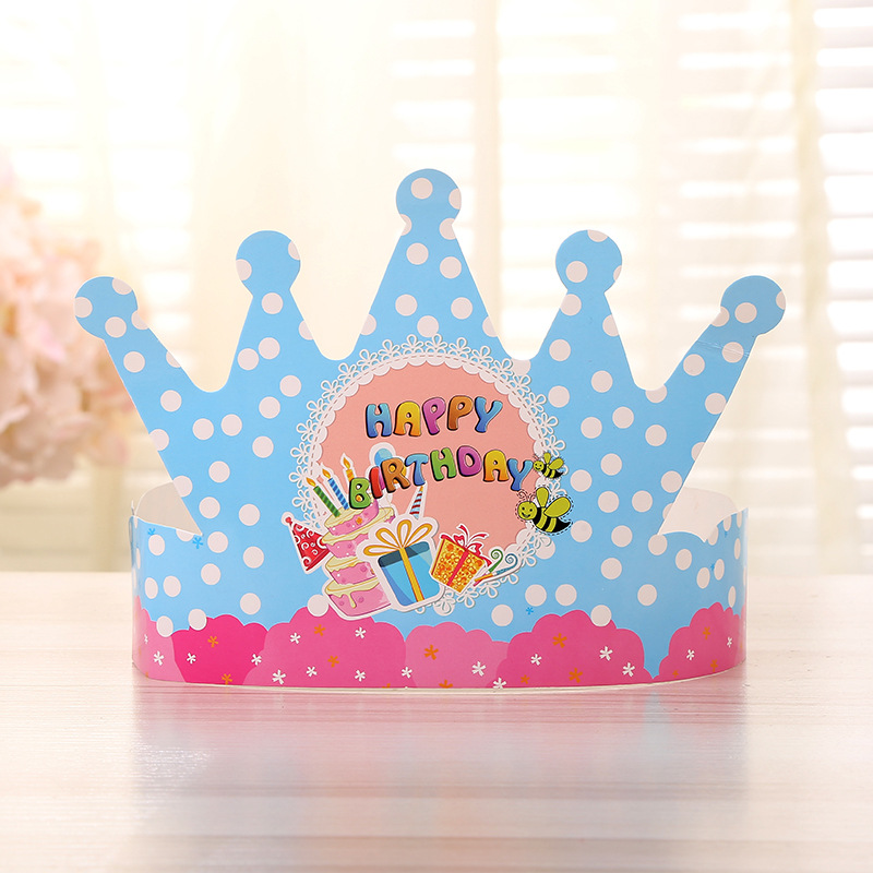 Wholesale Birthday Cake Crown Cap Children's Birthday Cartoon Cap Adult Gold Cardboard Birthday Hat