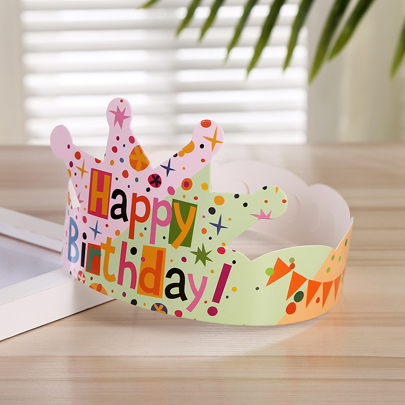 Wholesale Birthday Cake Crown Cap Children's Birthday Cartoon Cap Adult Gold Cardboard Birthday Hat