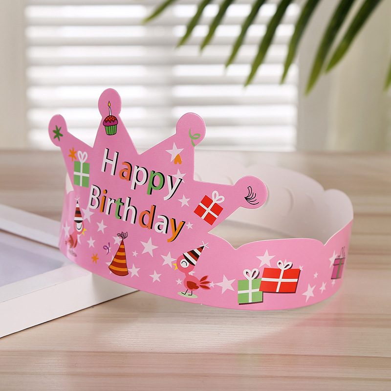 Wholesale Birthday Cake Crown Cap Children's Birthday Cartoon Cap Adult Gold Cardboard Birthday Hat