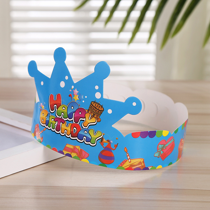 Wholesale Birthday Cake Crown Cap Children's Birthday Cartoon Cap Adult Gold Cardboard Birthday Hat