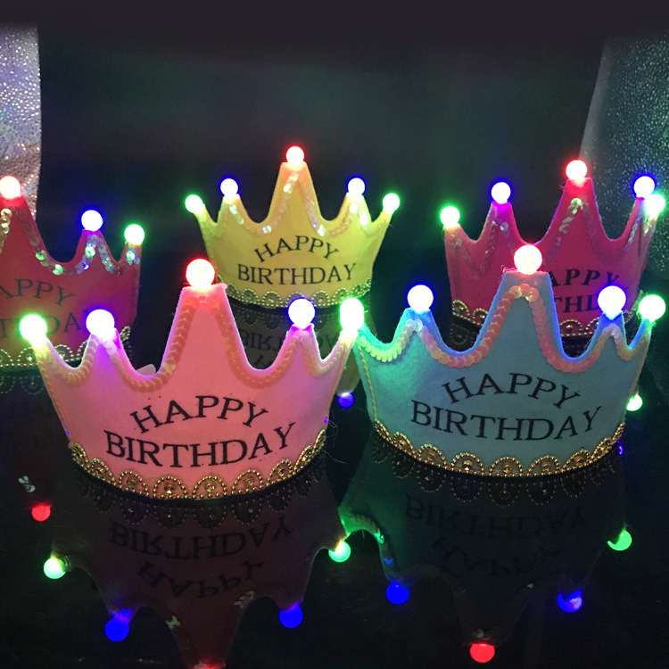 Birthday Party Decoration Led Luminous Crown Hat Baby Full-Year Hundred Days Layout Birthday Hat Children &#039;S Party Supplies
