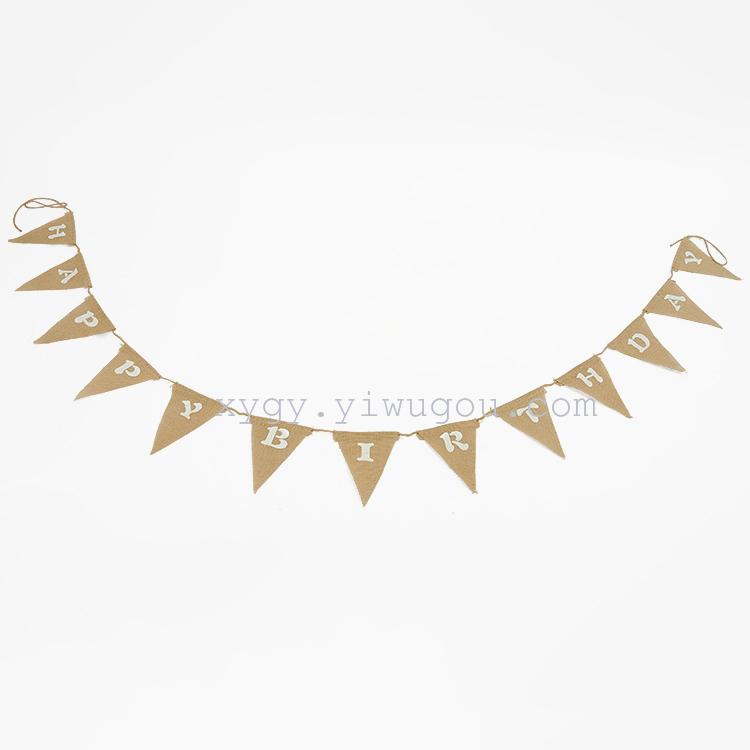 Diy environment-friendly material, linen pennant, happy birthday, triangle flag, party Christmas