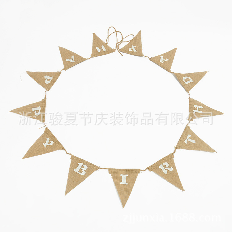 Diy environment-friendly material, linen pennant, happy birthday, triangle flag, party Christmas Diy environment-friendly material, linen pennant, happy birthday, triangle flag, party Christmas