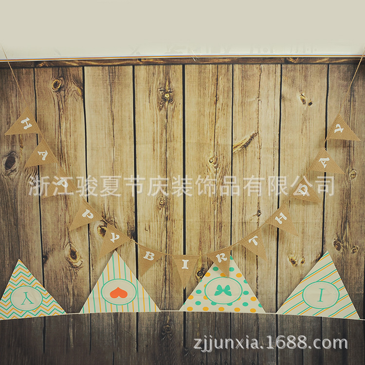 Diy environment-friendly material, linen pennant, happy birthday, triangle flag, party Christmas Diy environment-friendly material, linen pennant, happy birthday, triangle flag, party Christmas