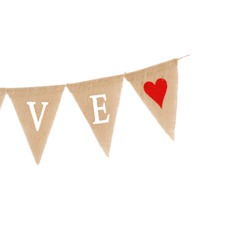Wedding Party Decoration Garland Marriage Engagement Proposal Valentine's Day Red Heart Love Linen Triangle Hanging Flag Wedding Party Decoration Garland Marriage Engagement Proposal Valentine's Day Red Heart Love Linen Triangle Hanging Flag