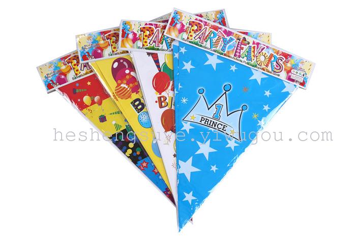 Birthday party scene decoration supplies Hanging triangle flag
